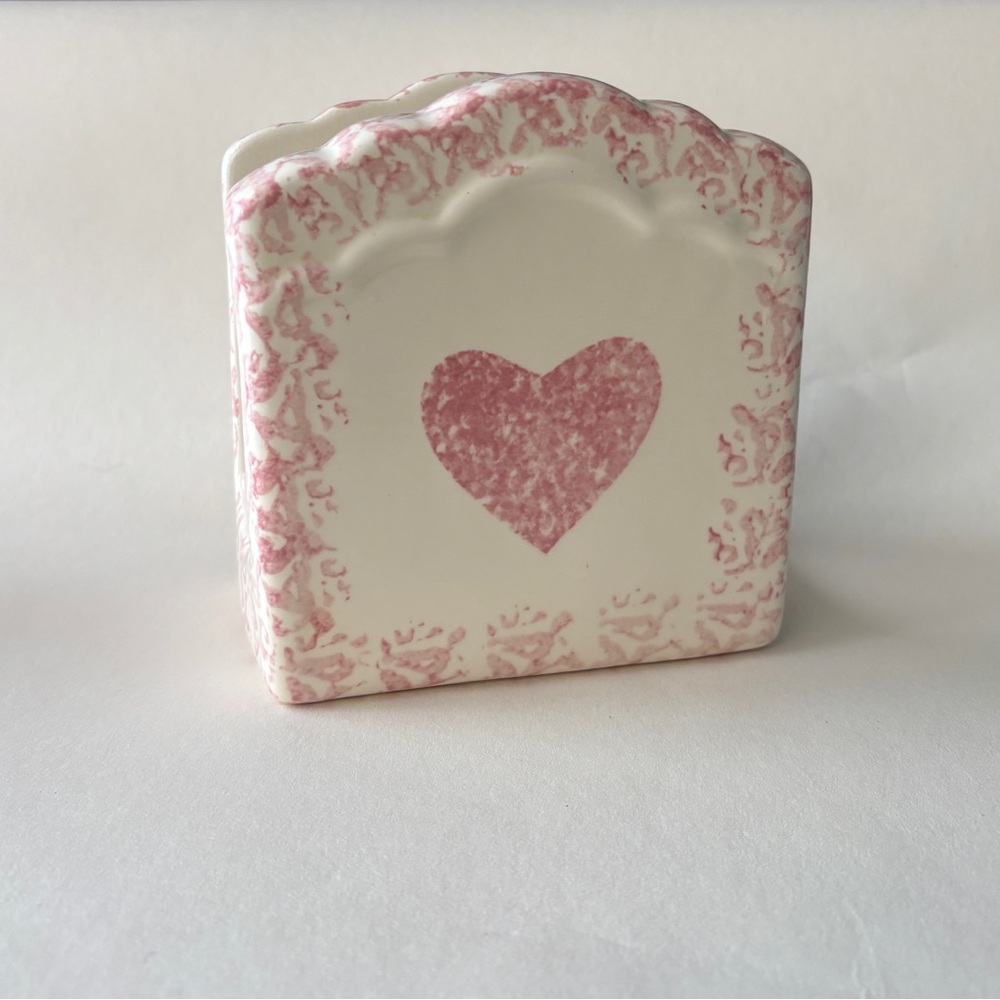 Pink Heart Ceramic Napkin Holder